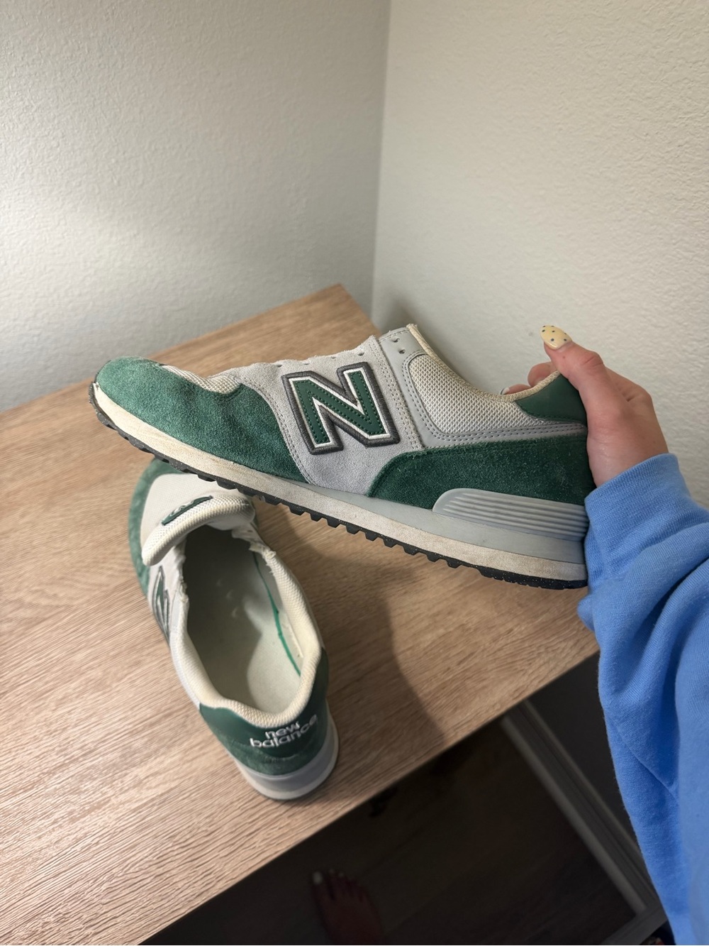 New Balance Green & Cream Classic Low-Top Sneakers